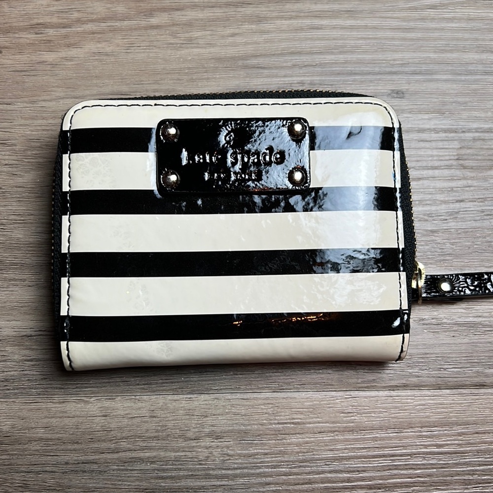 Kate Space black and white striped mini wallet